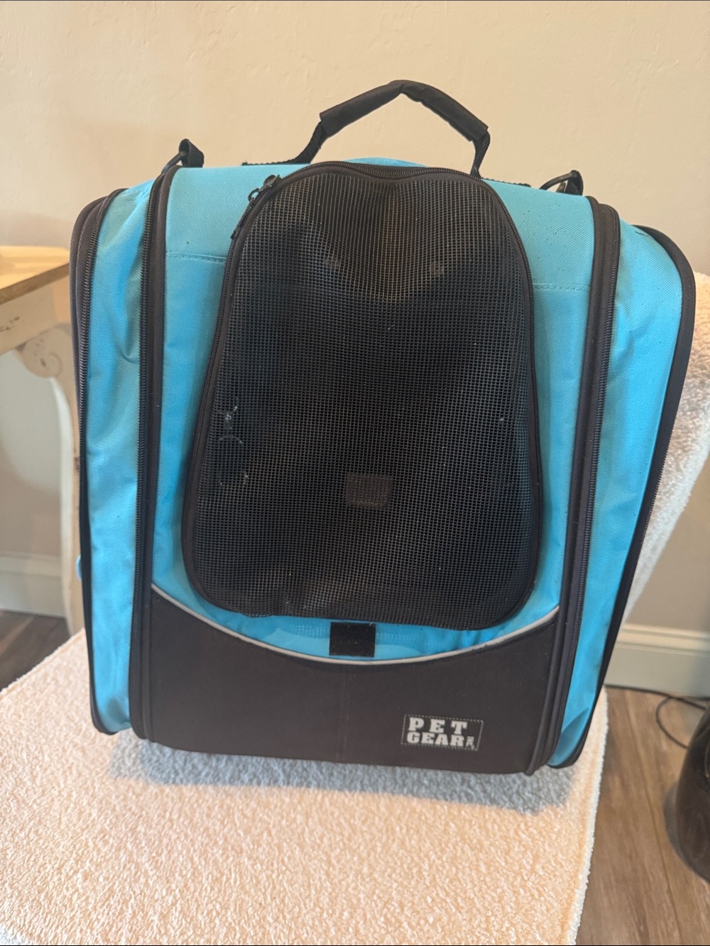 Pet Gear Blue and Black Soft-Sided Pet Carrier Backpack